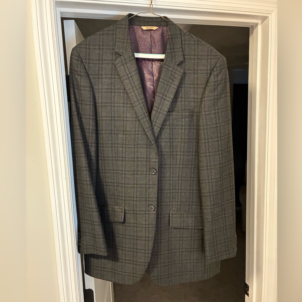 Haggar Dark Gray Plaid Blazer